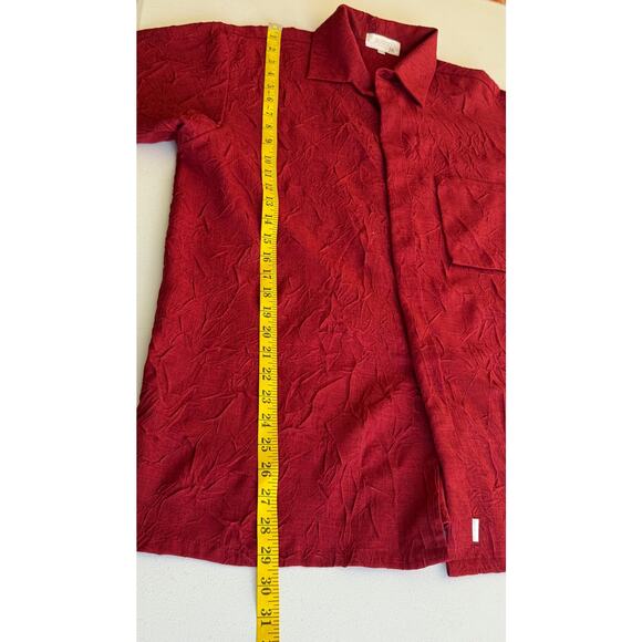 Bosco Uomo Shirt Men Large Red Textured Short Sleeve Button Up Vintage 70s 80s - Picture 5 of 13